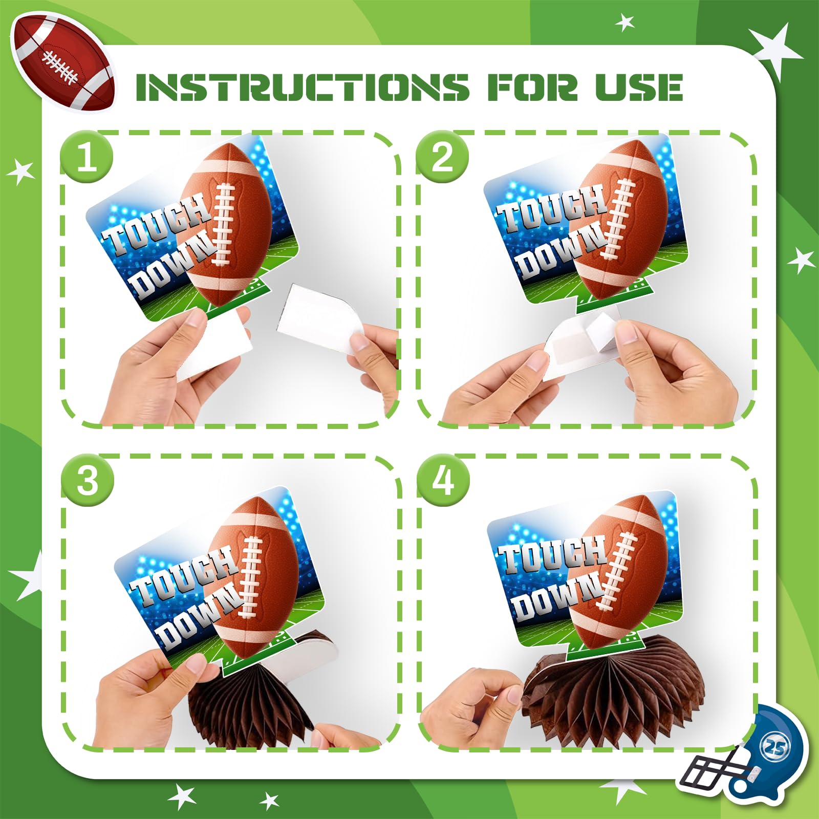 Football Party Table Decorations | Football Birthday Honeycomb Centerpieces Table Toppers | Game Day Party Table Decor Centerpiece Ornaments Supplies