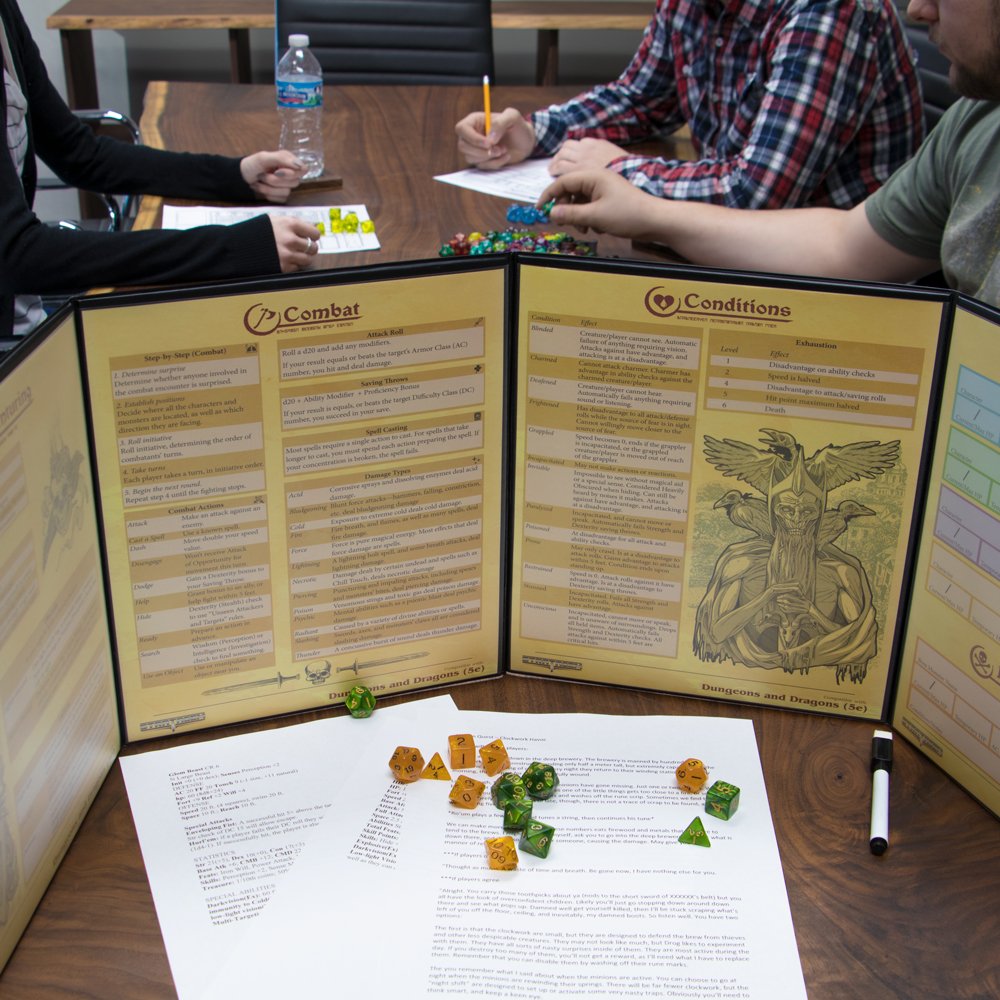 Stratagem The Master's Tome 4-Panel Customizable GM Screen with Free Inserts - Dry Erase, Dungeon & Game Master Accessory for Tabletop RPG Campaigns