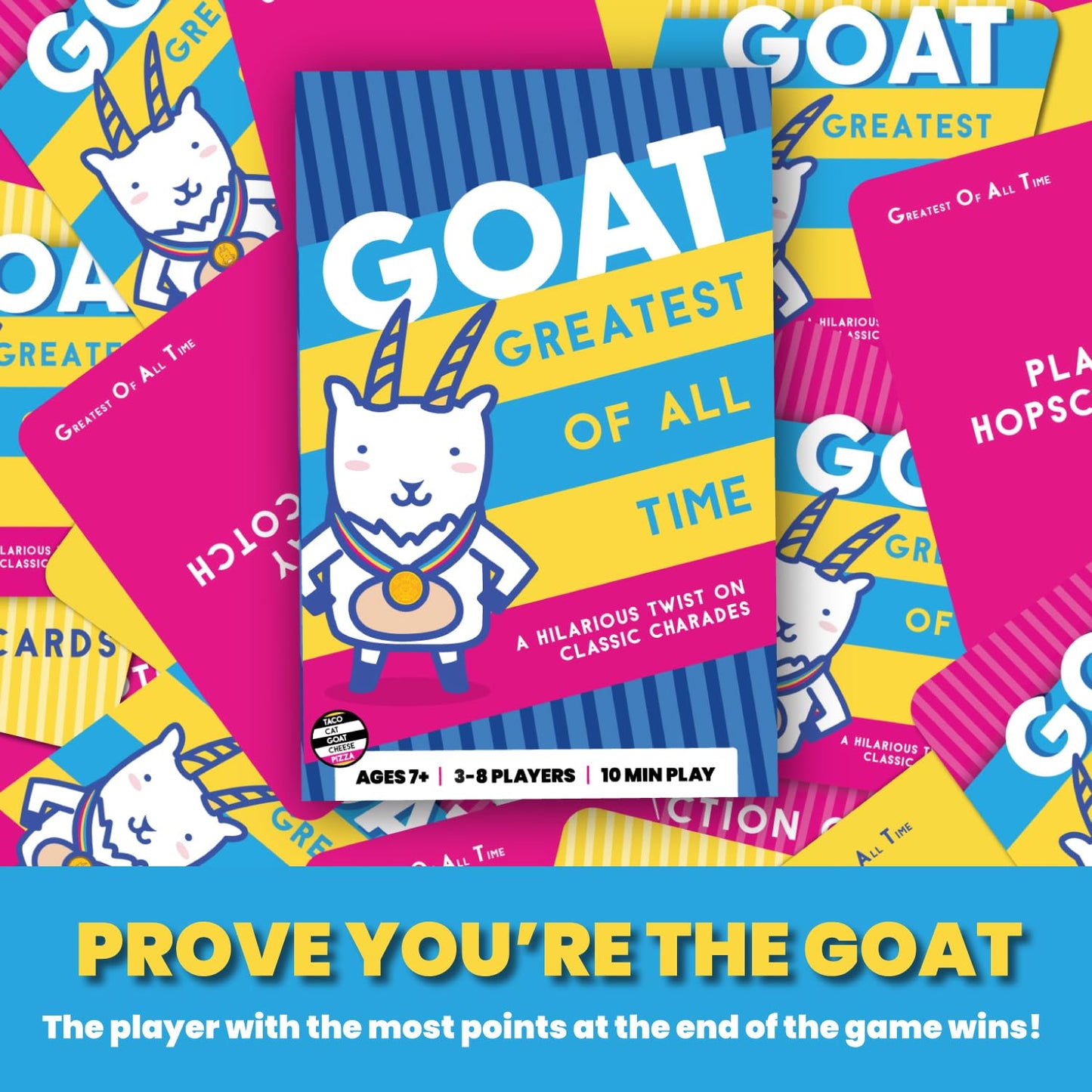 Greatest of All Time Goat Card Game by Dolphin Hat Games | Hilarious Twist on Charades | Funny Improv Family Game for Kids, Teens & Adults | Great
