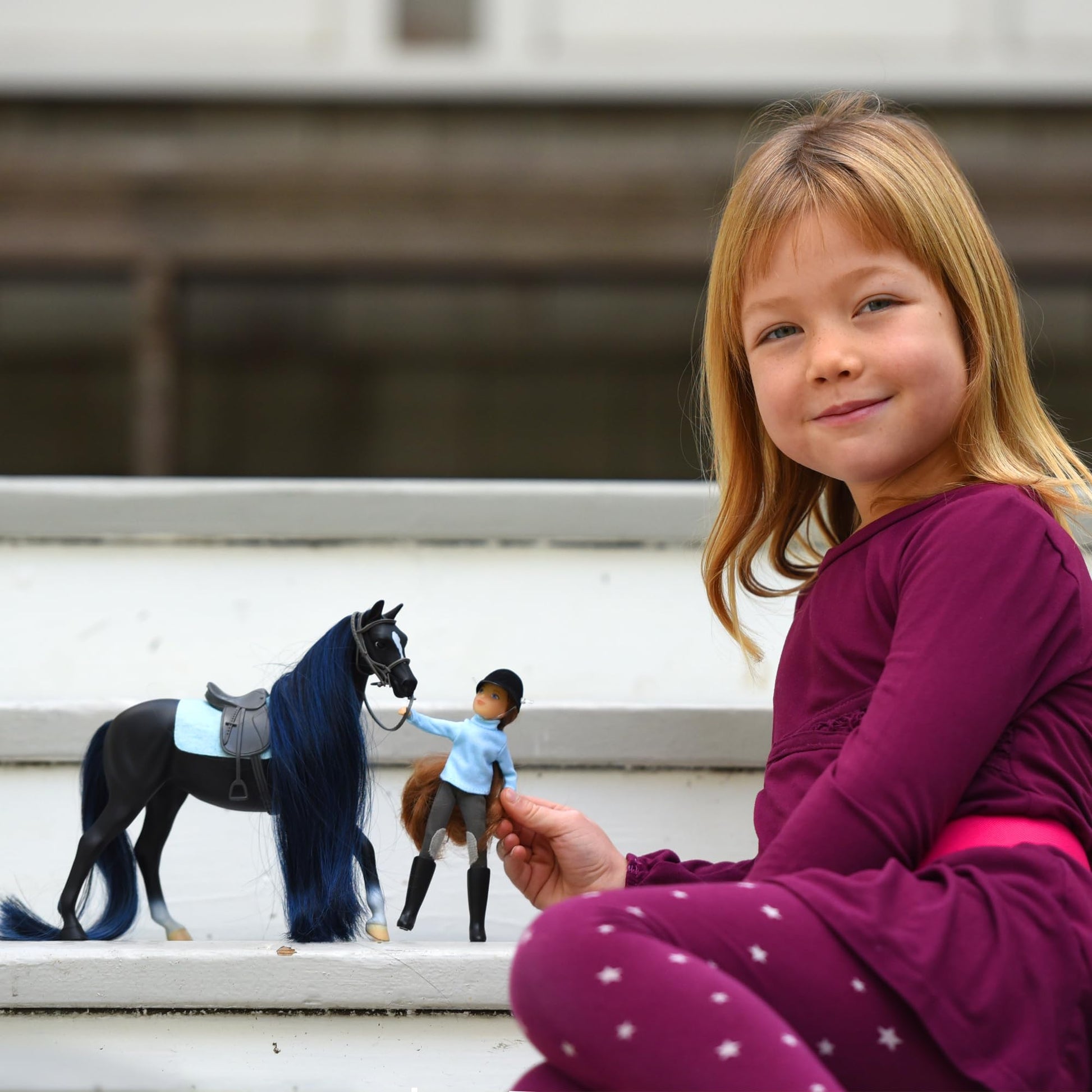 Breyer Freedom Series Horse & English Rider Set - Jet & Charlotte - 9.75" x 7" Black Toy Figure, 1:12 Scale, Model #61145