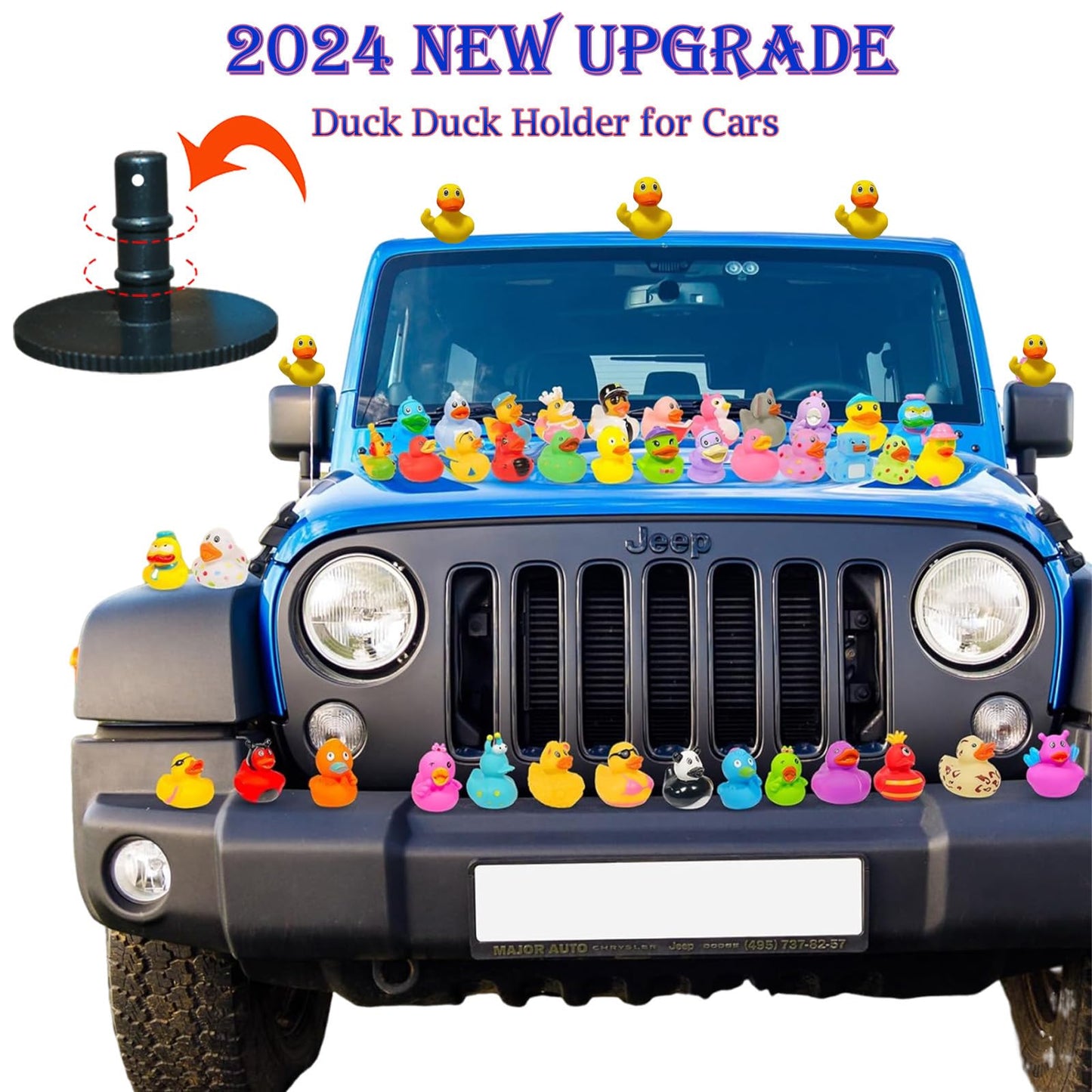 AKLOPE 2024 New Duck Plug - Rubber Duck Mount,Flock Locker Rubber Duck Holder for Jeep Dash and Fixed Display,Gift for Jeep LoverIncludes Double Sided
