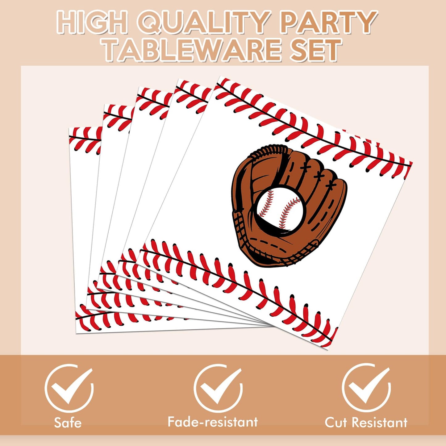 Baseball Birthday Decorations,40Pcs Baseball Themed Plates and Napkins Baseball Disposable Tableware Kit for Baseball Party Supplies,Sports Themed