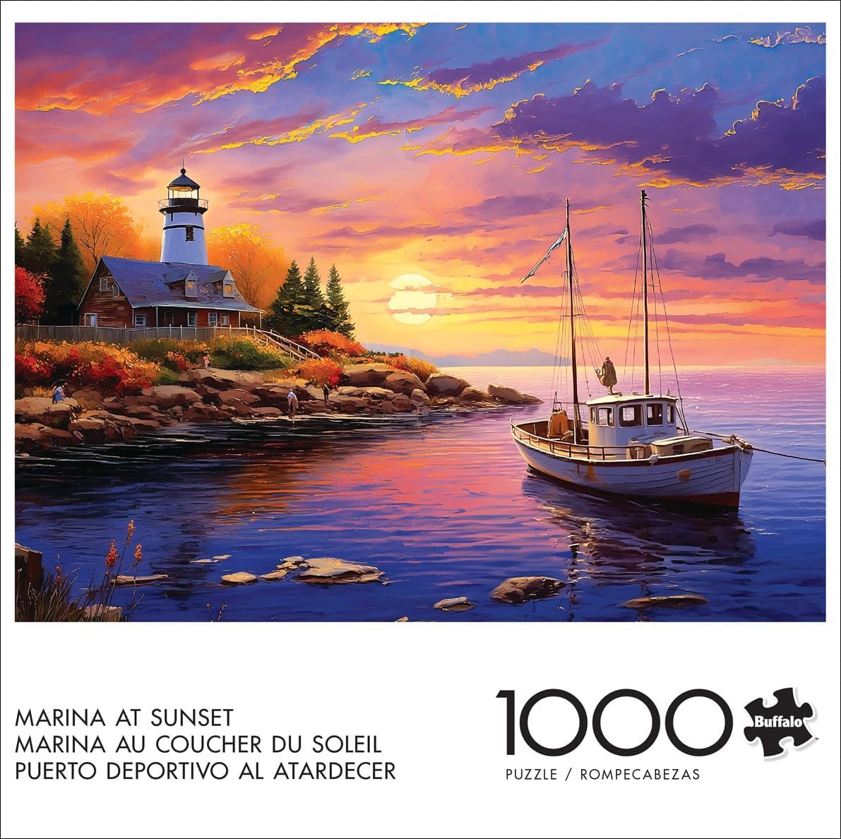 Buffalo Games - Imagine It - Marina at Sunset - 1000 Piece Jigsaw Puzzle for Adults -Challenging Puzzle Perfect for Game Nights - Finished Size is