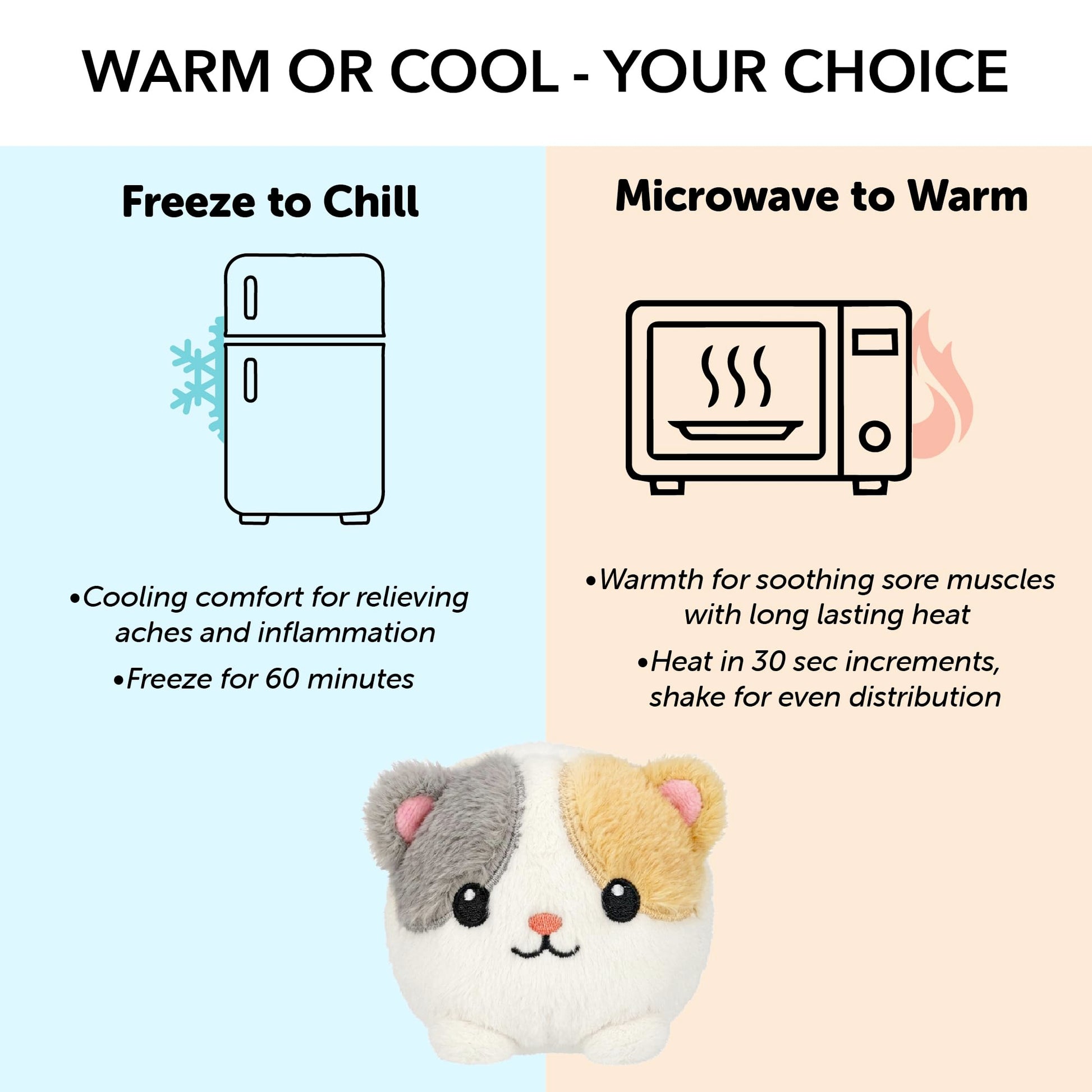 Warm Pals Baby Kitten, Small 3x5 Microwavable Comfort, Heated Plushie for Warmth, Calming Anxiety, Relaxing Bedtime Snuggles and Cozy Toys for Kids