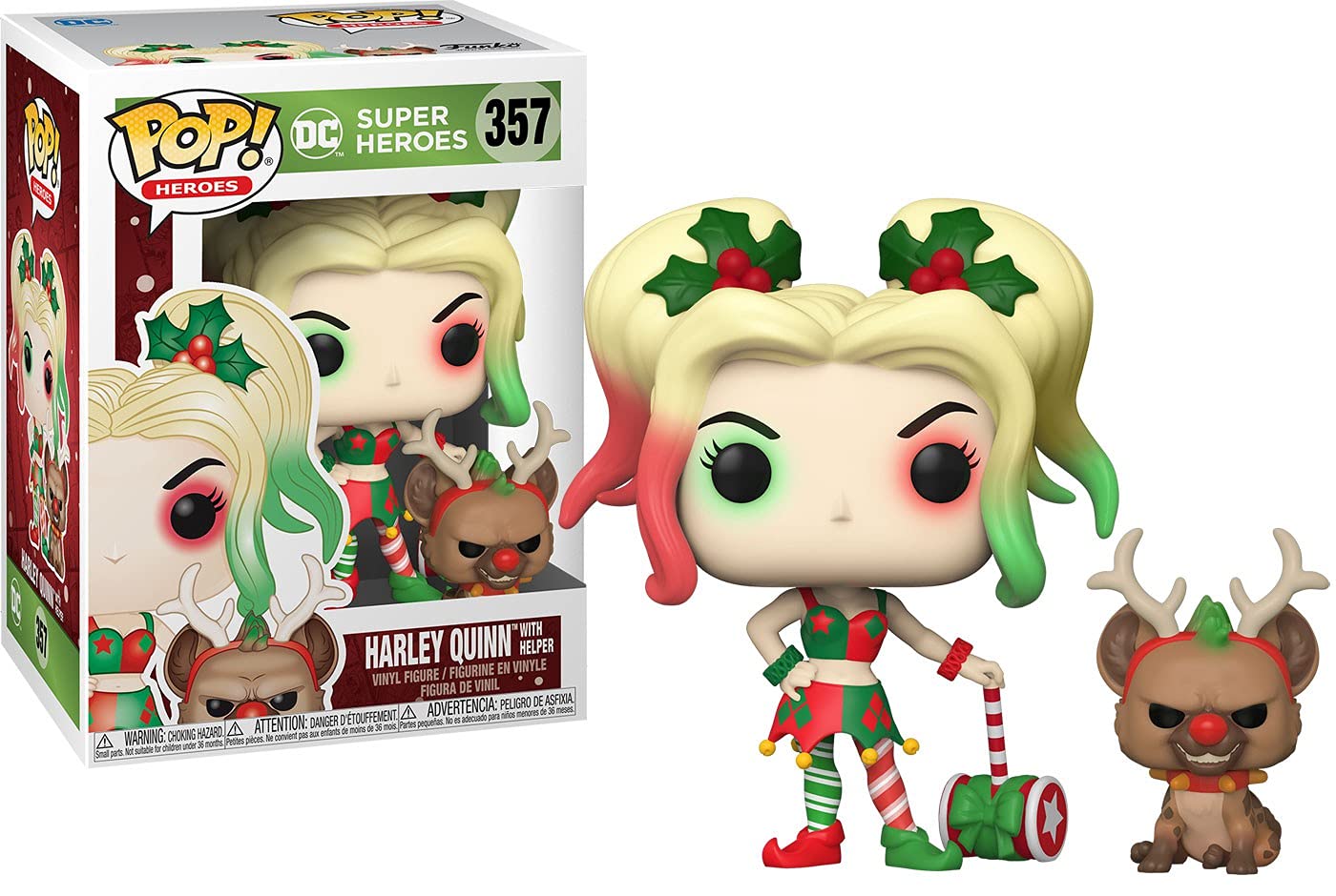 Funko Pop! DC Heroes: DC Holiday - Harley Quinn with Helper, Multicolor, 3.75 inches (50656)