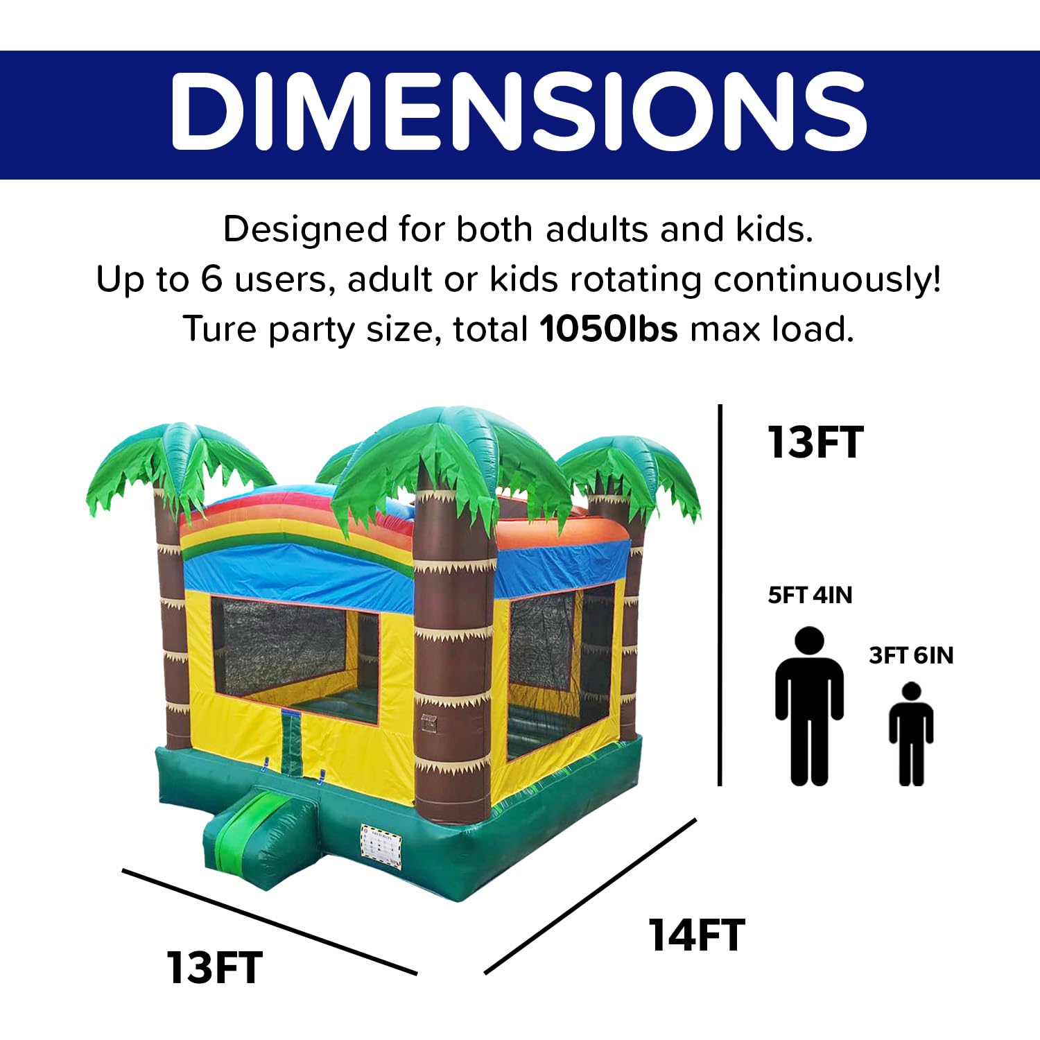 JumpOrange 14x14ft Safari Commercial Grade 15oz PVC Bounce House