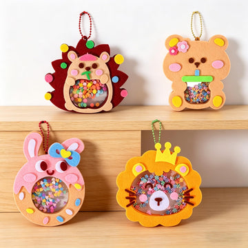 Oagminu 4Pcs DIY Felt Craft Kit Cute Animal Shaker Hanging Ornaments Creative Handmade for Boys & Girls Craft Set for Home Decoration & Party