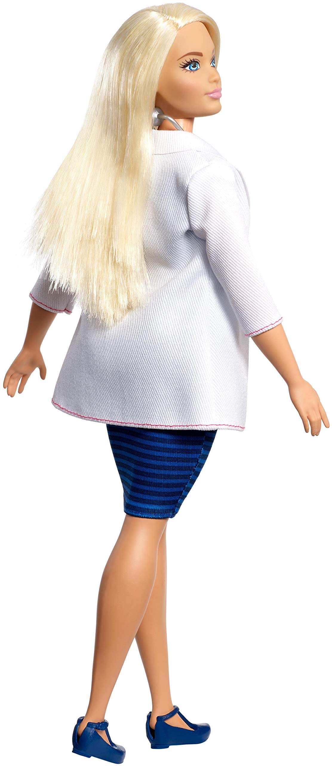 Barbie Doctor Doll, Curvy, Dressed in White Coat with Stethoscope and Blonde Hair, Gift for 3 to 7 Year Olds