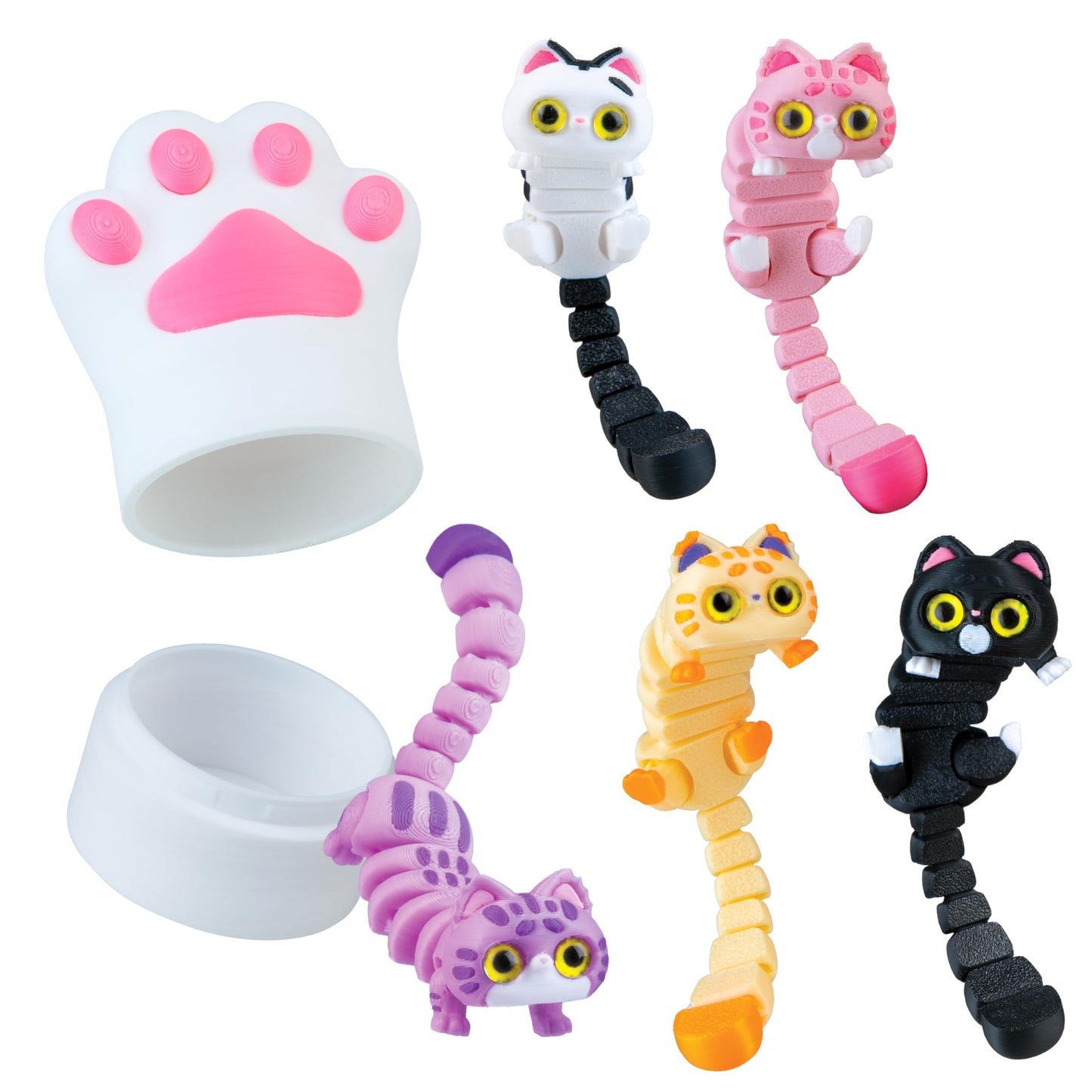 Lana's Life 3D Printed Flexi-Kitty Blind Box Cat Paw (White) - 1 Individual White Cat Paw Containing 1 Randomly Assorted Collectible 3D Printed