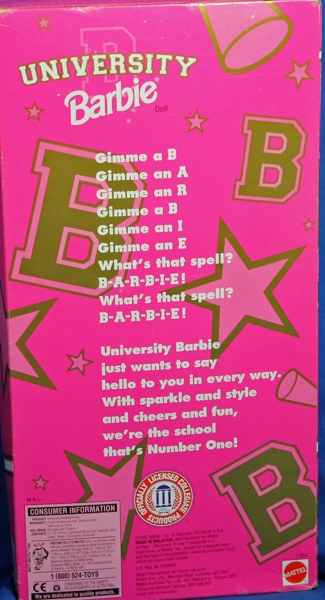 Barbie University Tennessee Cheerleader Doll