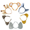 Flying Childhood 6 Pcs Animal Ears Headbands Jungle Animal Safari Headbands Wild One Birthday Decorations Safari Party Favors Photo Booth Props Party