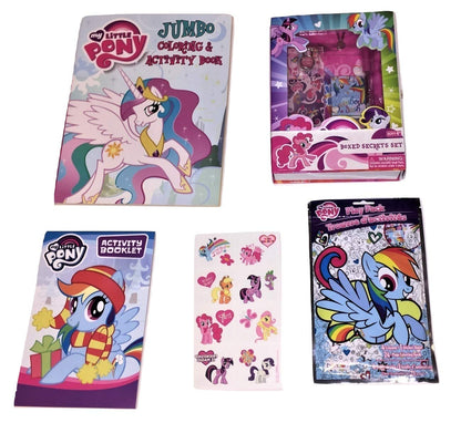 My Little Pony Bundle of 5 Activity Gift Set Items ~ Friendship is Magic (Jumbo Coloring and Activity Book, Christmas themed activity booklet, Boxed