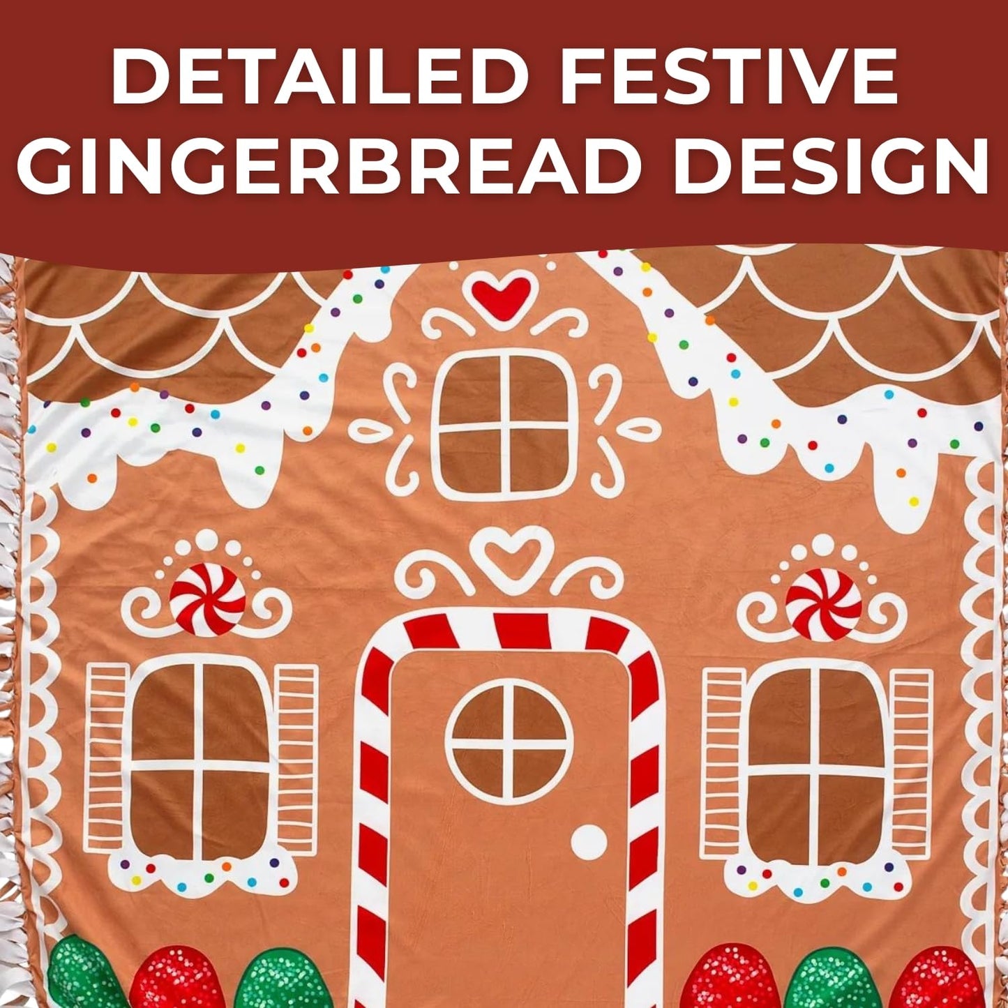 Fun Express 54" x 54" Gingerbread House Fleece Tied Throw Craft Kit - Makes 1