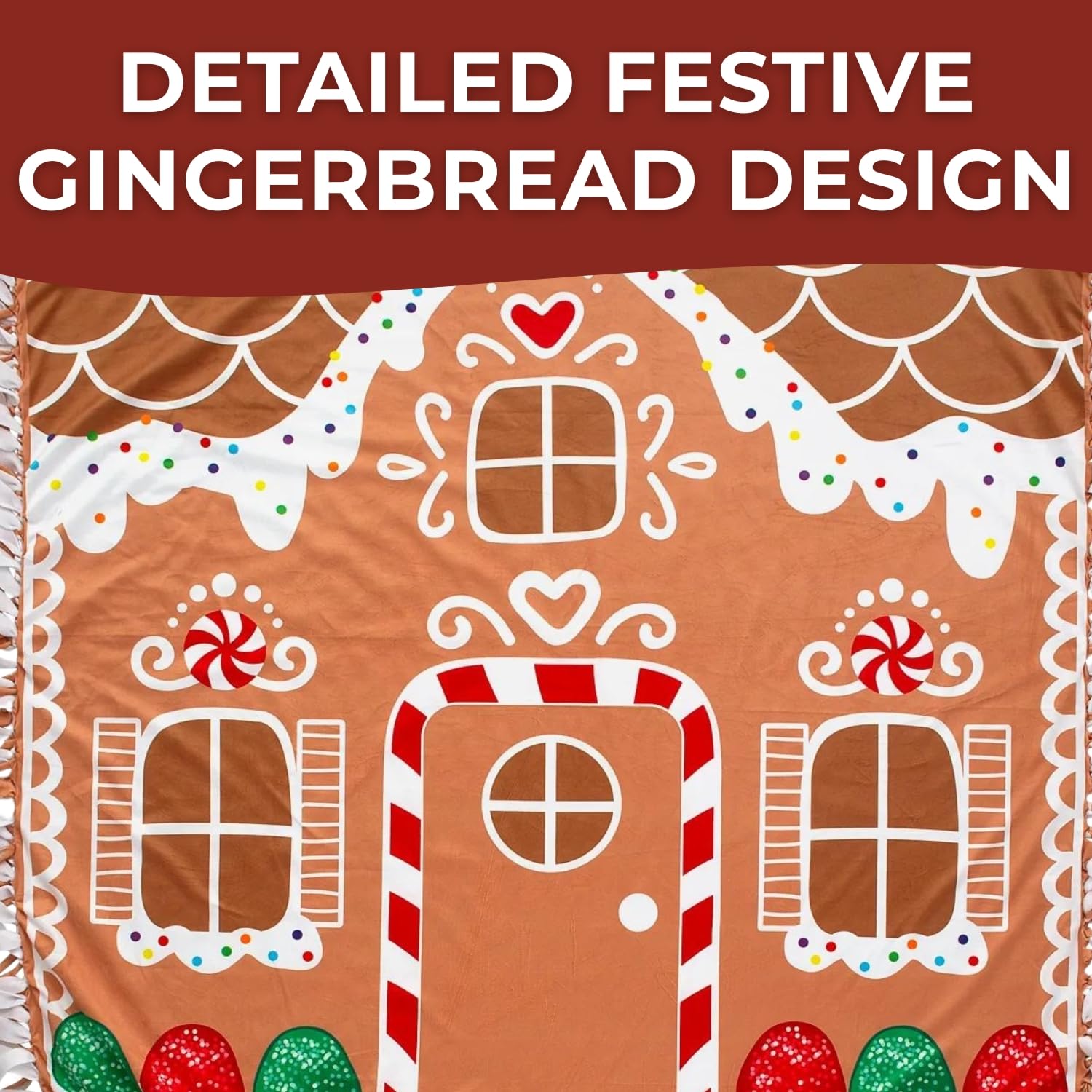 Fun Express 54" x 54" Gingerbread House Fleece Tied Throw Craft Kit - Makes 1