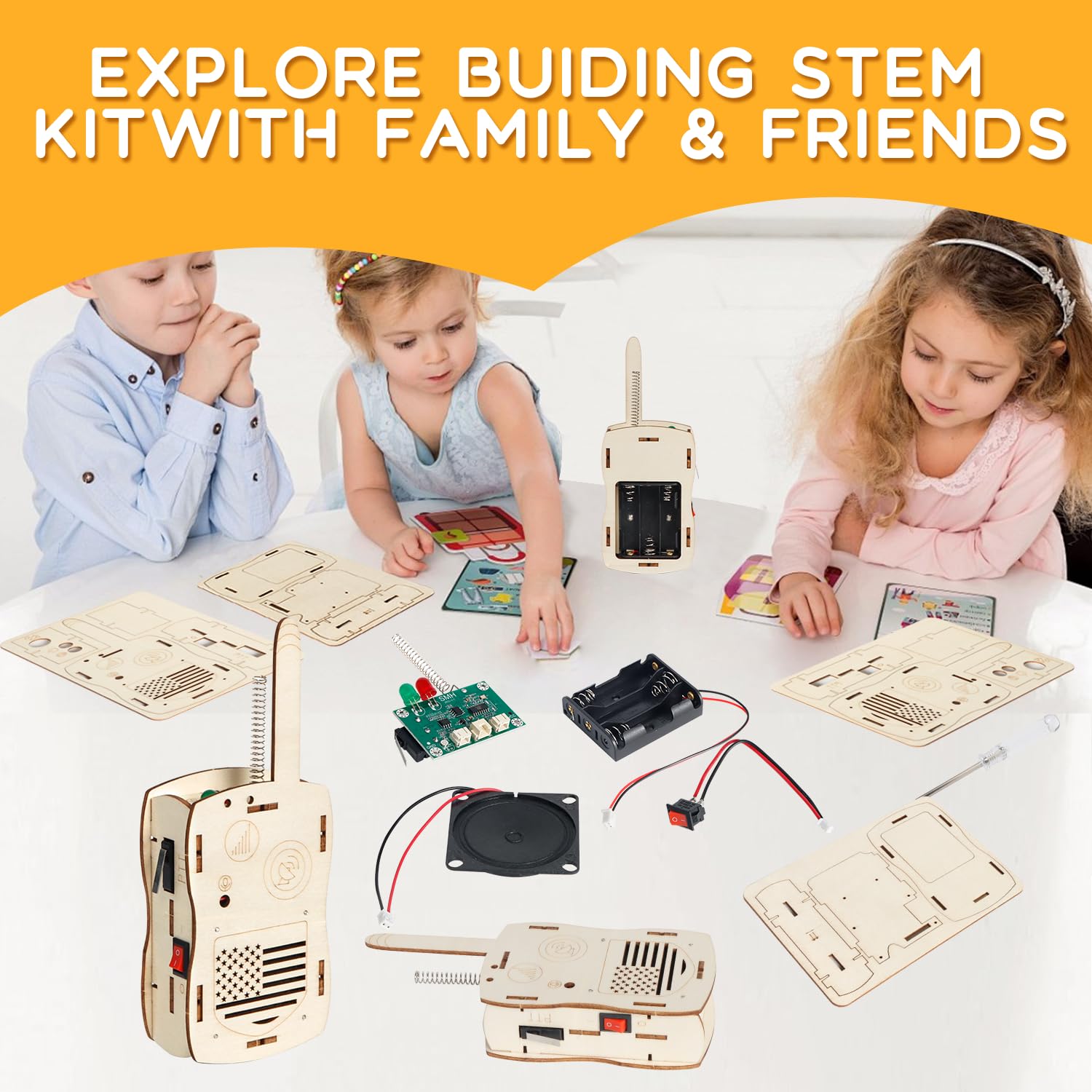 STEM Toys Science Kids Walkie Talkies for 6 7 8 9 10 11 12 13 14+ Years Old Boys Girl Teens Gift Ideas DIY Birthday Gifts Building Crafts Kit