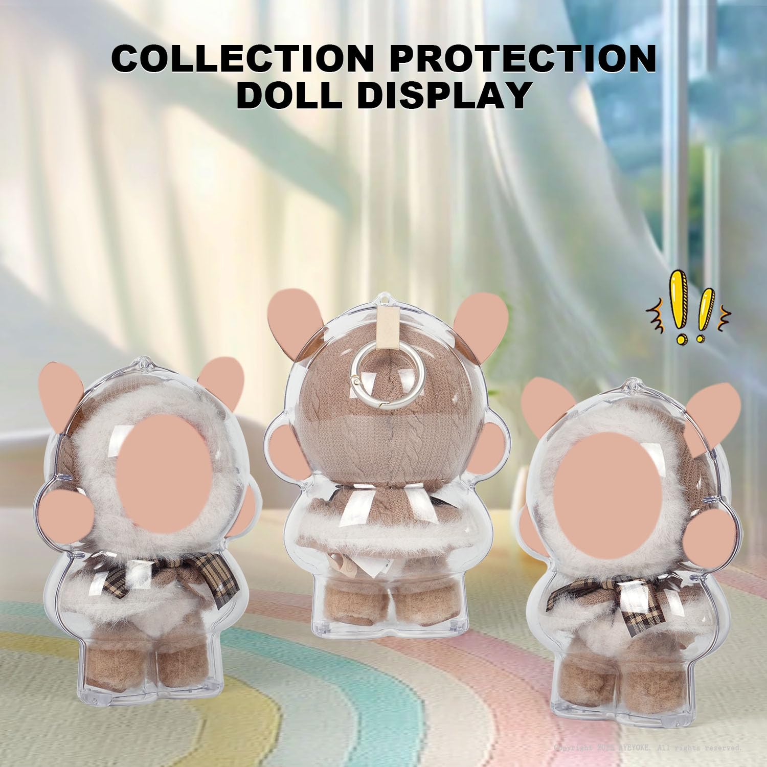 Protective Case Compatible with Skullpanda Doll - Crystal Clear Display Box with 360° View & Pressure-Sensitive Lid for Ultimate Doll Protection