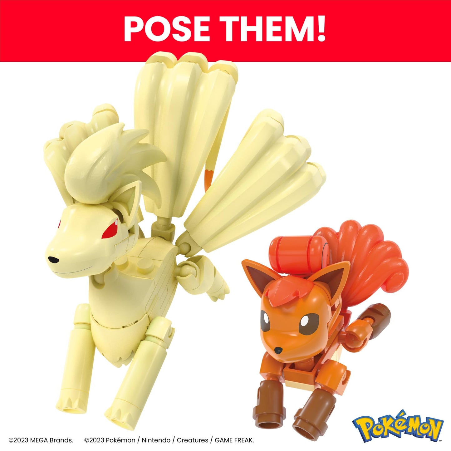 Mega Pokémon Evolution of Vulpix 2 Figures (Vulpix and Ninetals) 145 Building Blocks, Toy +7 Years (Mattel HTH79)
