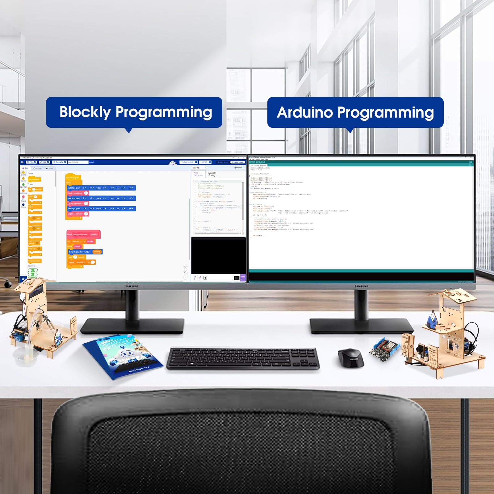 ACEBOTT 5-in-1 ESP32 STEM Smart Home and School Education Kit Compatible with Arduino, STEM Robotics Science Kits for Students Age 12+, Engineering