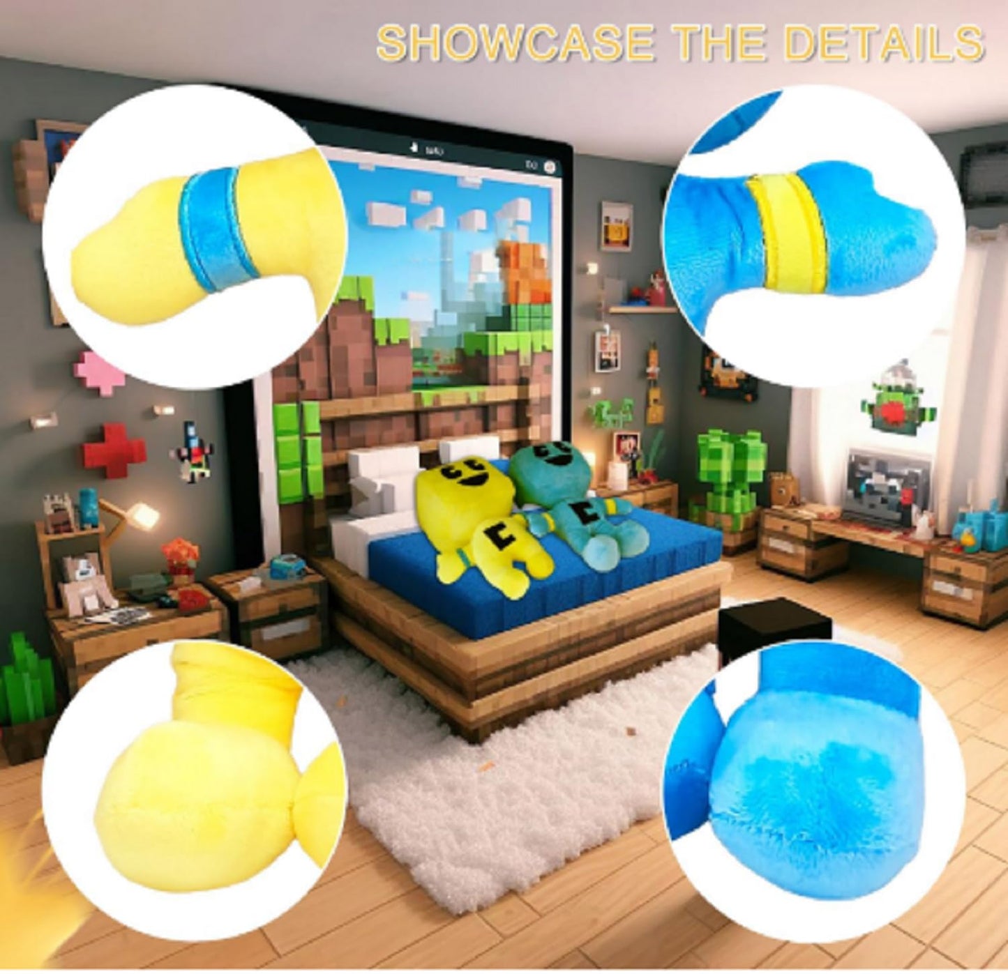 UMMEI 2024 New Creeper Plush Filler(11 inch), Plush Doll Soft Plush Toy Cute Pillow, Favorite Birthday Gift for Boys and Girls (Yellow)