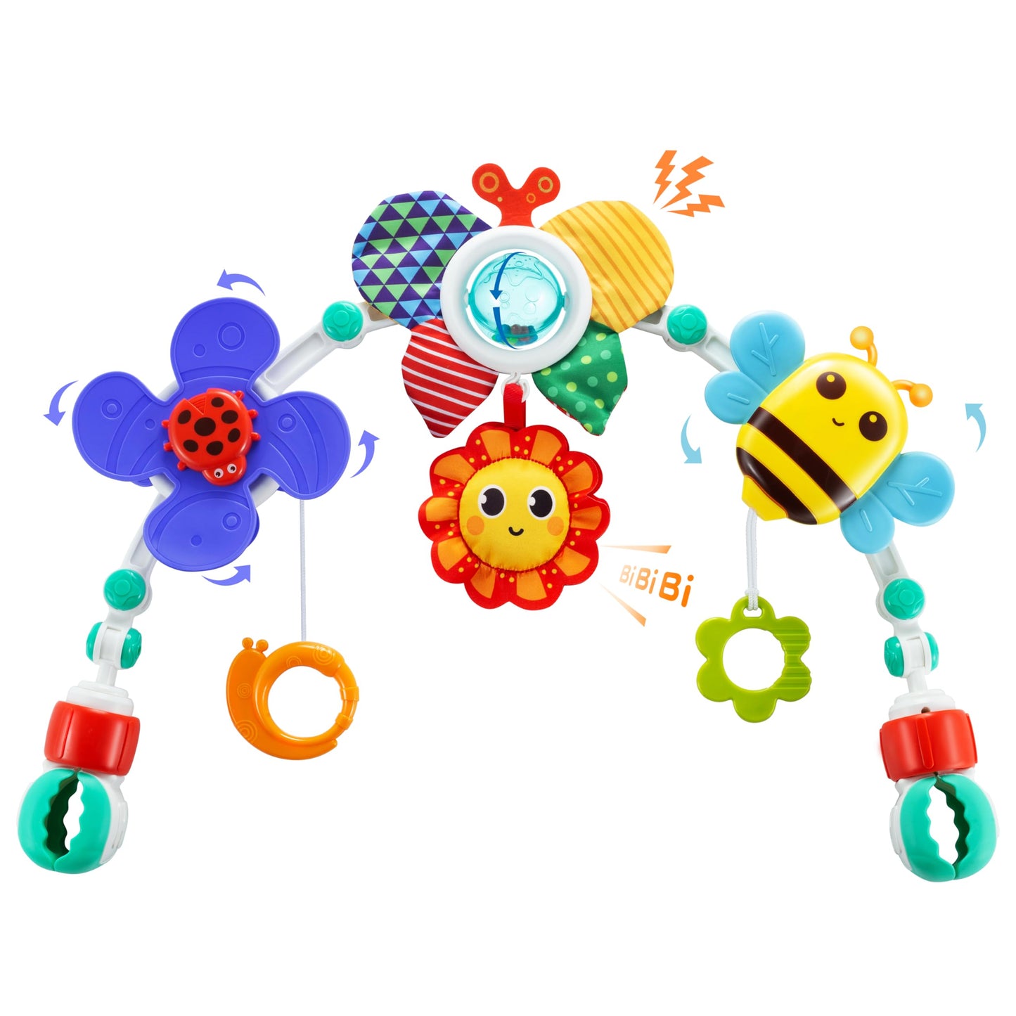 Lynncare Adjustable Arch Bassinet Toys for Infant & Toddlers, Stroller Arch, Baby Crib Toys with Fascinating Hanging for Stimulating Baby’s Senses