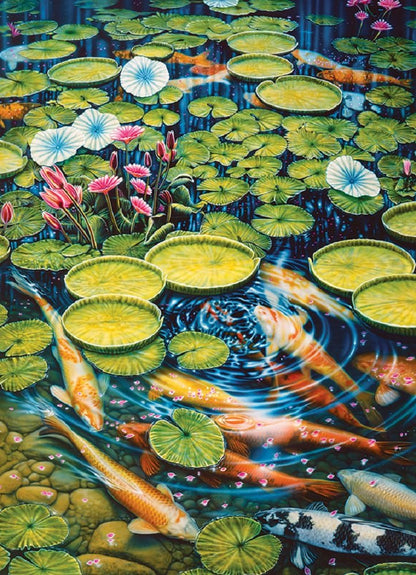 Cobble Hill 1000 Piece Puzzle - Koi Pond - Sample Poster Included
