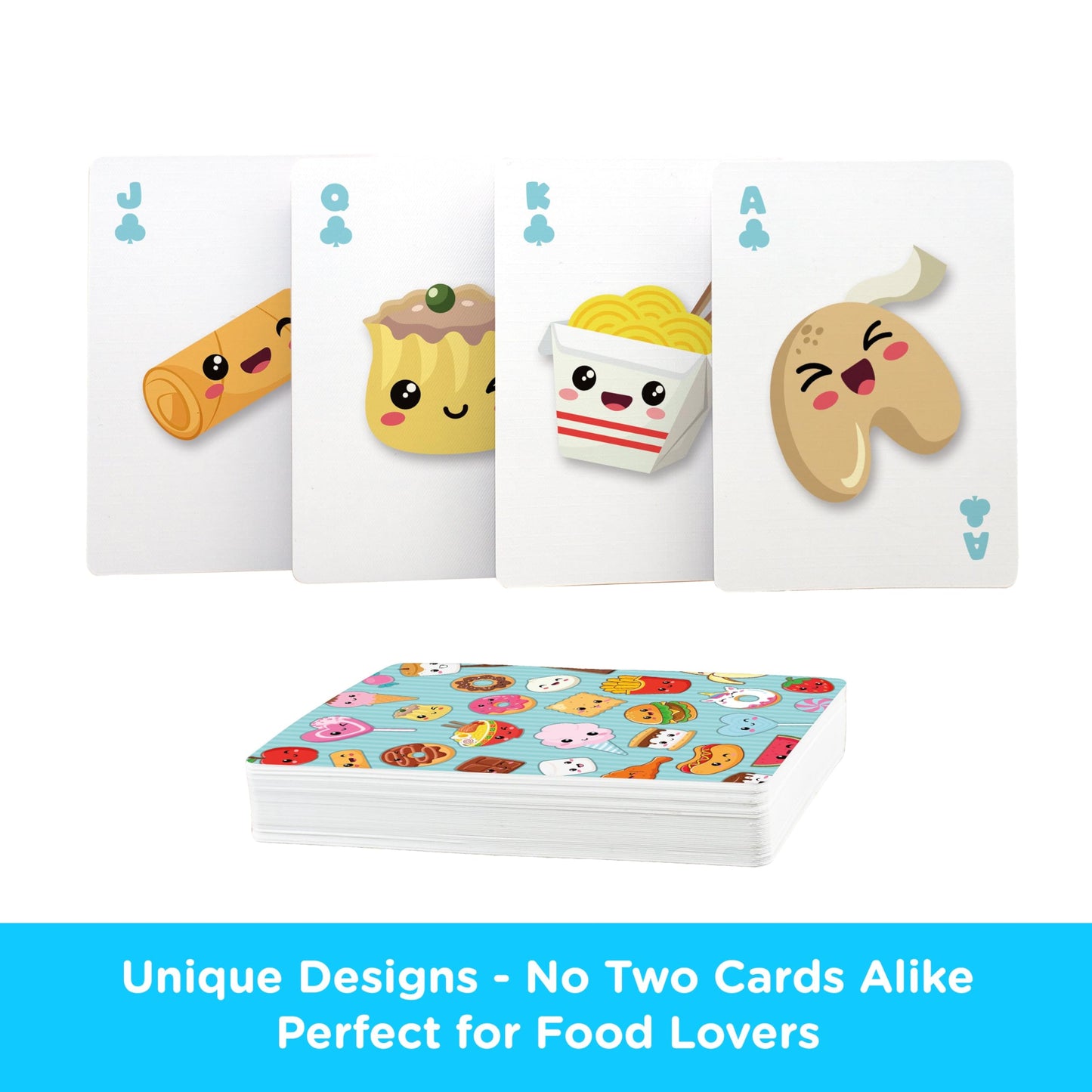 AQUARIUS Kawaii Foods Playing Cards - Kawaii Foods Themed Deck of Cards for Your Favorite Card Games - Officially Licensed Kawaii Foods Merchandise