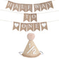 6 Months Beige Half Birthday Decorations With Half Way To One Banner And 1/2 Bir-thday Hat For Six Months Ha-Lf Year BD Decor-ations Boy Girls