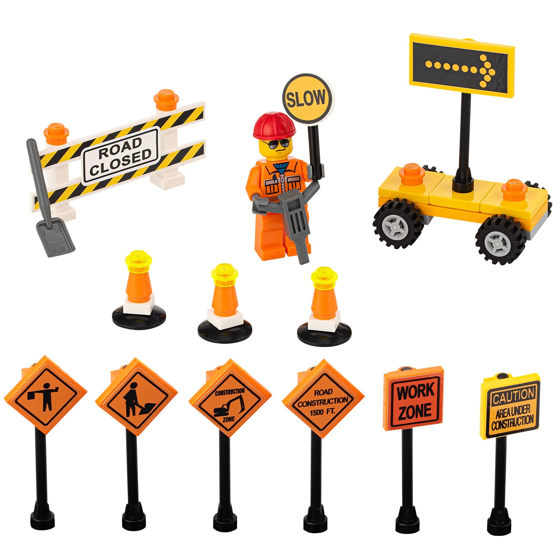 Building Toys 2 Lane Main Road Traffic Light City Town Village Street Stop Sign Bus Stop Post Box Road Sign Compatible with All Major Brick Brands