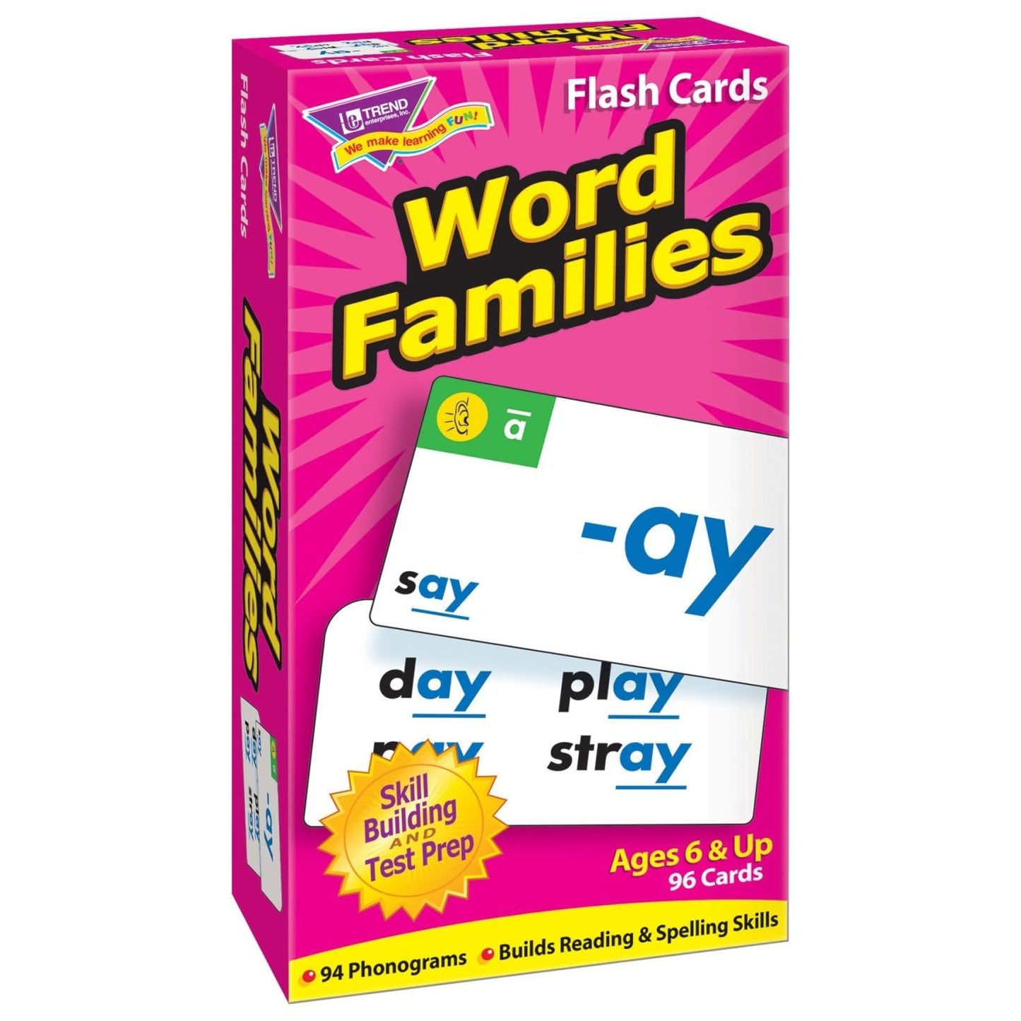 Trend Enterprises: Word Families Skill Drill Flash Cards, Content-Rich Cards to Practice and Master, Great for Skill Building and Test Prep, 96 Cards
