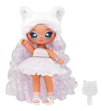 Na Na Na Surprise Sweetest Gems April Sparkles 7.5" Fashion Doll Diamond Birthstone Inspired with White Hair, Ruffle Satin Dress & Brush, Poseable
