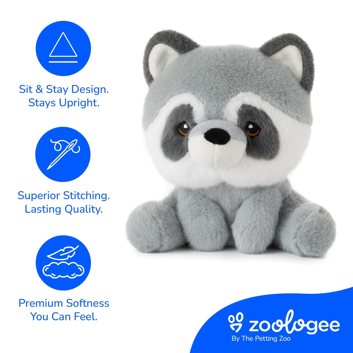 The Petting Zoo Ring-Tailed Lemur Stuffed Animal Plushie, Gifts for Kids, Snugletz Zoologee Plush Toy, 7 in