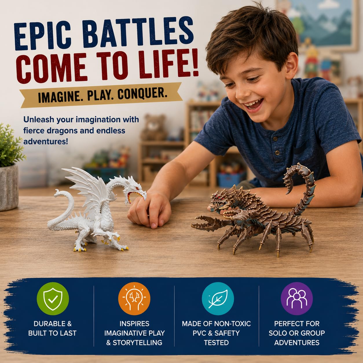 Safari Ltd. Desert Dragon Figurine - Hand-Painted, 6.5" Mythical Model Figure - Engaging Fantasy Toy for Boys, Girls & Kids Ages 4+