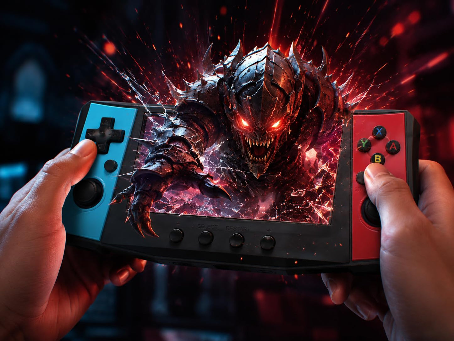 KNEELEVER Handheld Retro Game Console, 4.5 Inch IPS Screen Portable Gaming System with 256GB TF Card, Dual 3D Joysticks, RGB Light Rings, USB-C