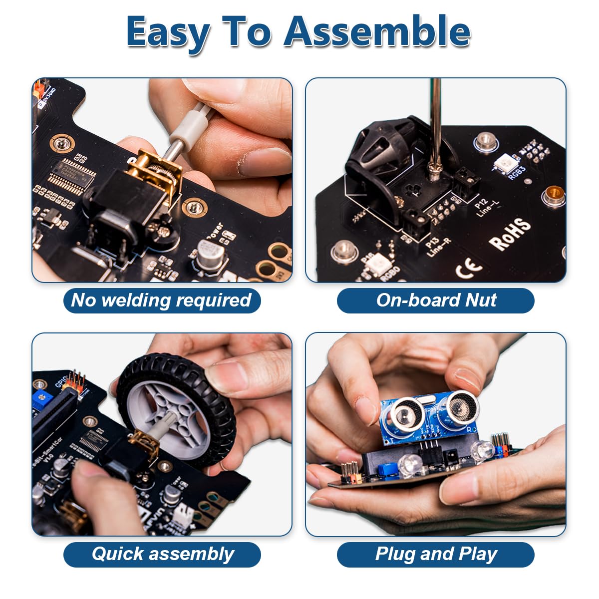 LAFVIN MicroBit Smart Robot Car for MakeCode and MicroPython,STEM Educational Coding Robot for Kids Beginner(Without Micro:bit)