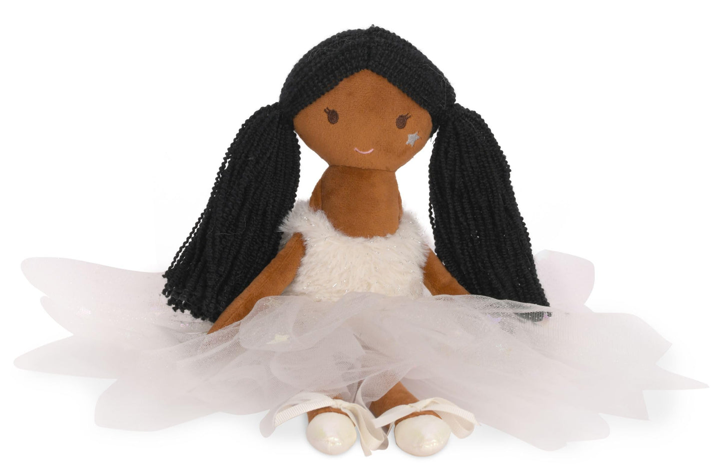 iscream Corps de Ballet Plush Allongé Ballerina with Glitter and Embroidered Accents for All Ages, Black Hair