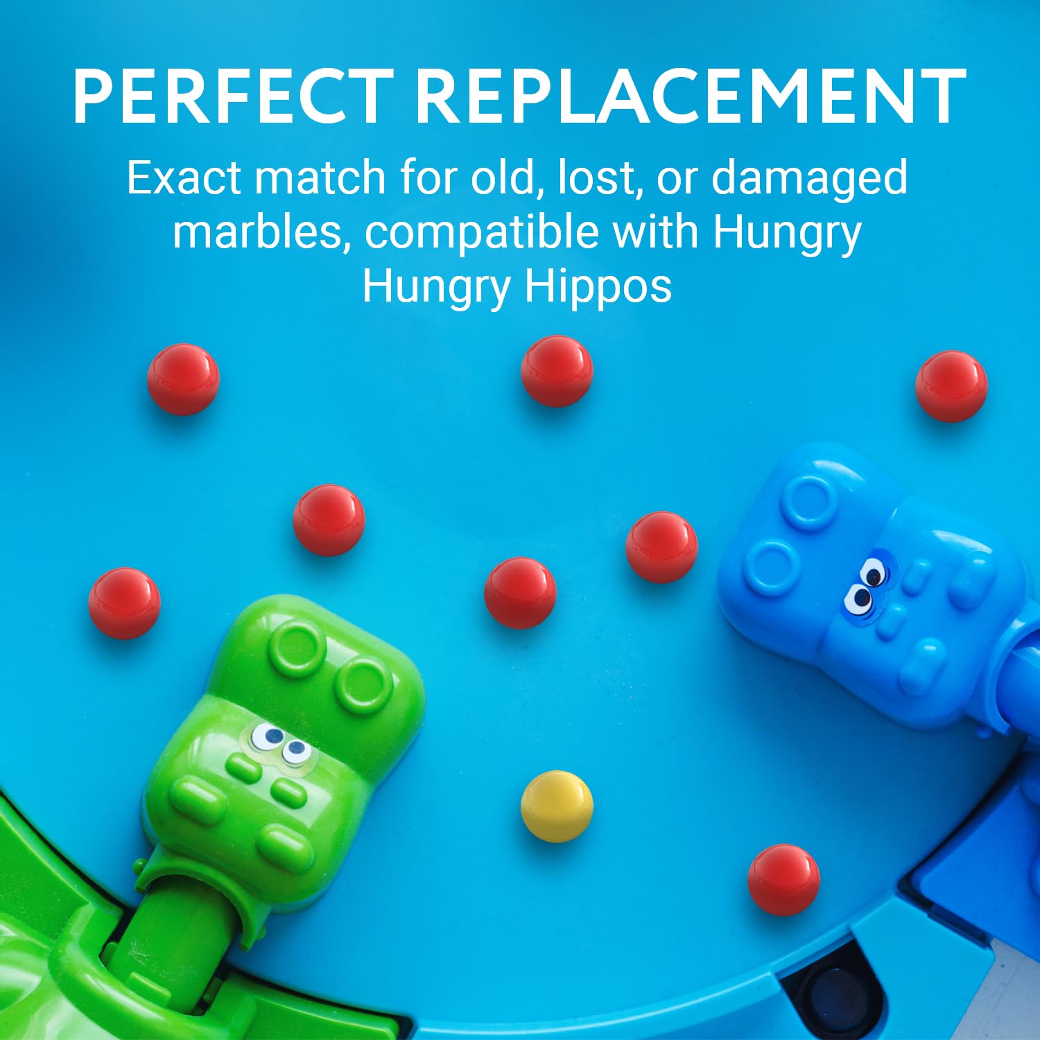 Impresa Replacement Marbles - Compatible with Hungry Hungry Hippos - 21 Pieces, 19 Red & 2 Yellow Balls - Game Marbles