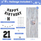 21st Birthday Decorations for Boys Girls, Happy Birthday Decorations for Her Him,21 Black and Silvery Party Kit Supplies