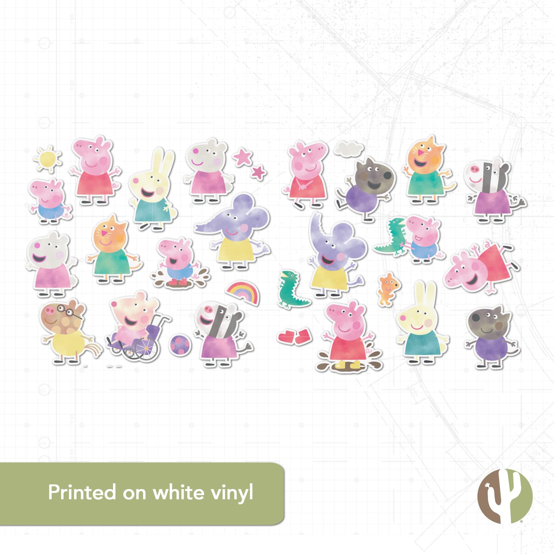 Desert Cactus Peppa Pig Sticker - 30 Peppa Stickers Premium Vinyl Decal Made in USA for Laptop Water Bottle Car Scrapbook Sheet Decorations Birthday