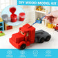VOMOCNET 3 Pack DIY Wooden Model Building Kit, Includes Fighter Jet, Truck, Race Car, Paint Your Own Arts and Crafts, STEM Toys Birthday Gifts