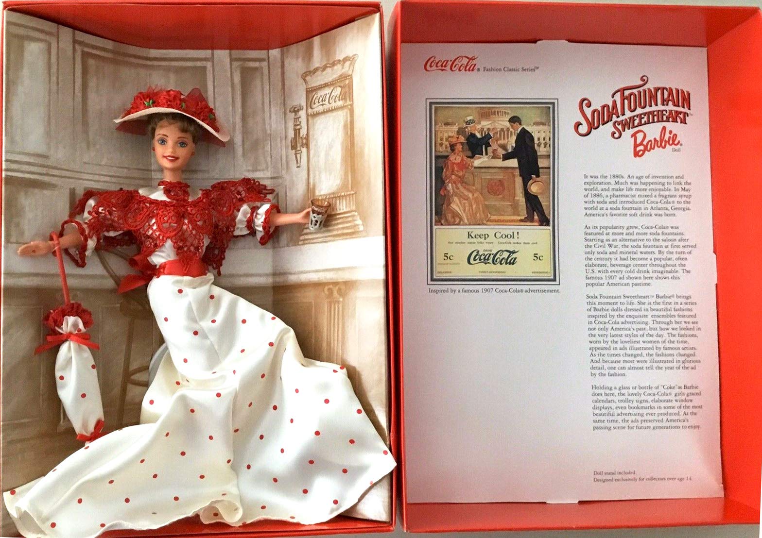 Mattel Soda Fountain Sweetheart Barbie - Coca Cole Barbie - 1st