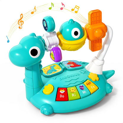 iPlay, iLearn Baby Dinosaur Musical Piano Toy, Infant Tummy Time Music Toy W/ Light Sound, Toddler Sensory Development Learning Activity, Birthday