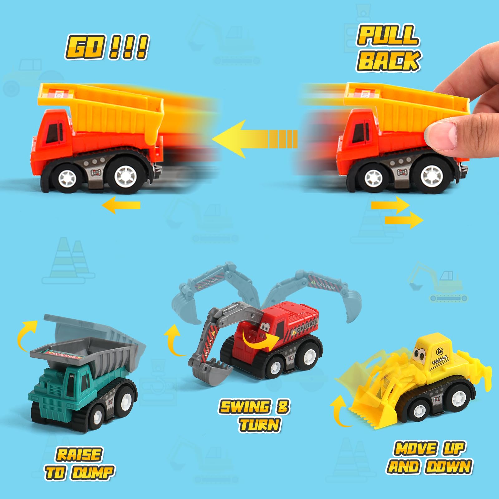 Construction Toy Cars for Toddlers 1-3 Mini Pull Back Cars Boy Toys