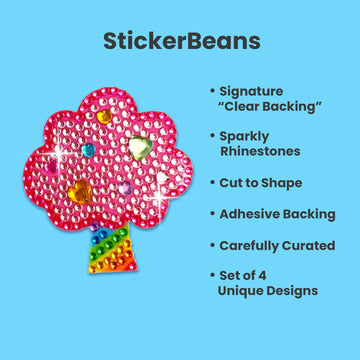 StickerBeans® Rhinestone Stickers - Care Bears Sticker Pack, 2” x 2” Each, Unique Sparkly Cut-to-Shape for Collecting, Trading, Decorating Laptops