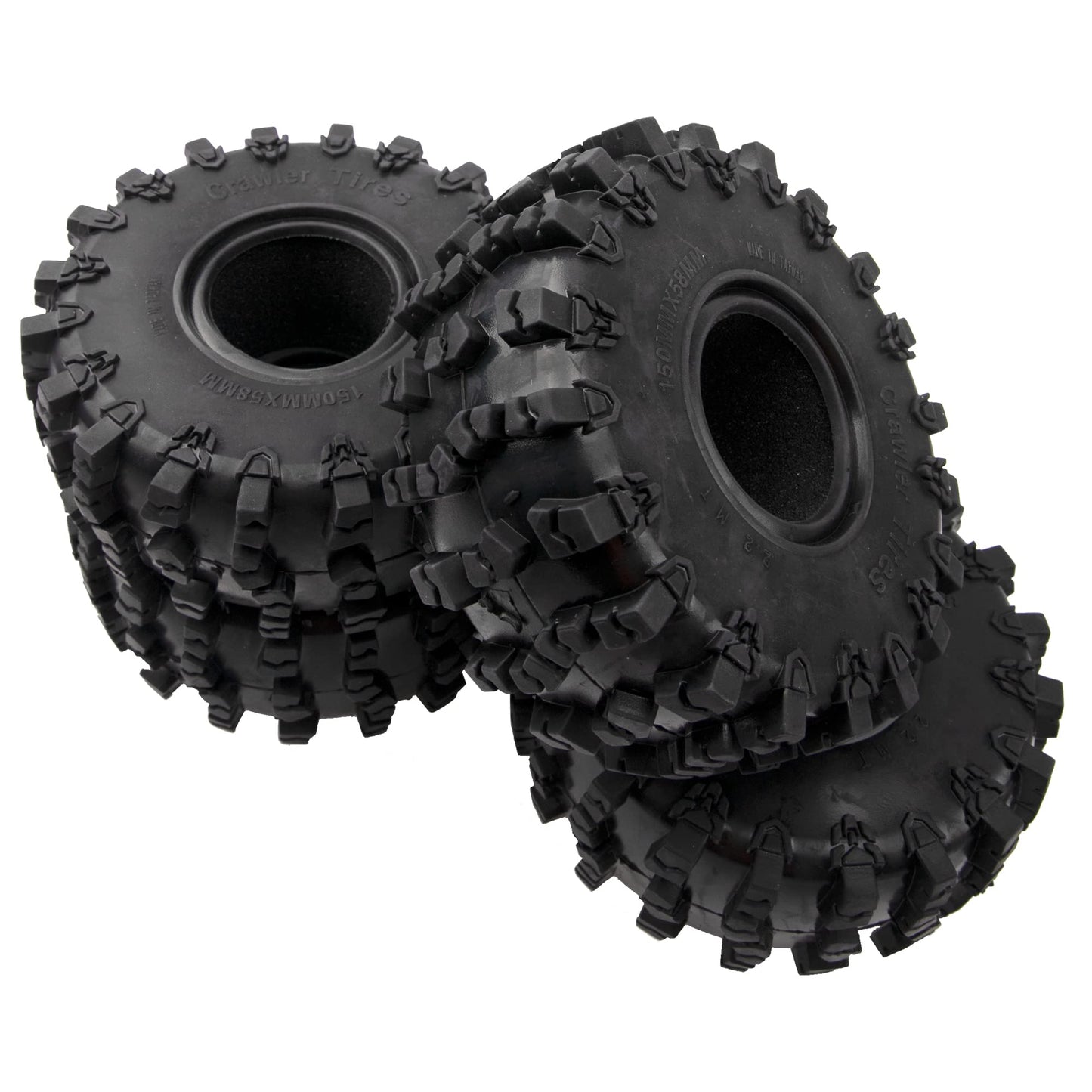 4Pcs ShareGoo Rubber 2.2" Crawler Mud Terrain Tires Super Grip Soft Tyre OD 148mm Compatible with Axial SCX10 90047 D90 TF2 Tamiya CC01 Traxxas TRX4