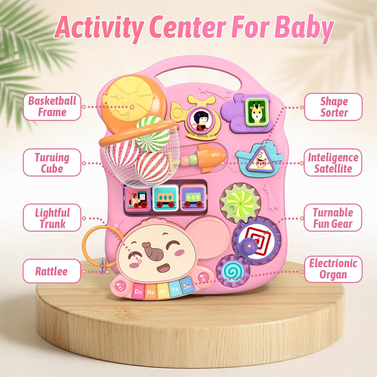 QDRAGON 3 in 1 Baby Walker and Activity Center for Girl, Learning to Walk, Sit to Stand, Early Educational Push Toys with Music Panel for Infant