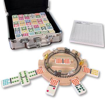 RNK Gaming Mexican Train Dominoes Set Double 15 Color Dots