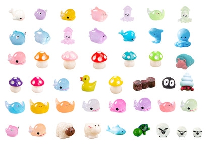 Mini Ocean Resin Animals, Aquarium Ornaments Decorations, Tiny Miniature Sea Animals Marine Miniature Animals for DIY Fish Tank/Easter Eggs/Christmas