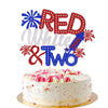 AROKIPPRY Red White and Two Cake Topper, 4th of July Cake Decorations