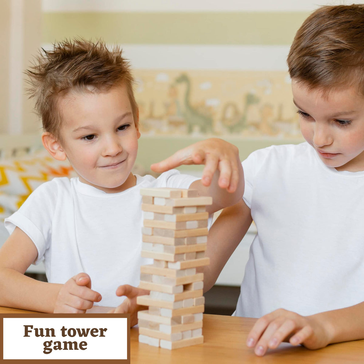 KS Tumbling Tower Game 72 Pieces Challenging Building Blocks Wood Stacking Balancing Backpacking Night Game for House Parties Holiday Travel Set