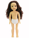 American Fashion World 14-Inch 'Kayla' Vinyl Posable Girl Doll with Wavy Brunette Hair and Brown Eyes| Undressed Doll | Premium Quality & Design